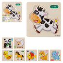 Kit 4 Quebra Cabeça Infantil Pedagógico Madeira 3D Animais 15 Cm