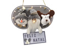 Enfeite Placa Trio Boneco Natalino c/Led Pendurar Luxo Decor