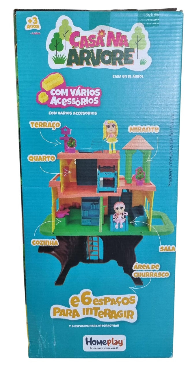 Casa na Árvore Casinha Boneca com Acessórios e 2 Bonecas