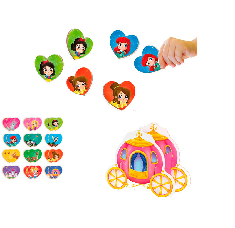 Jogo Memória 24 Peças Madeira - Safari e Princesas