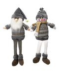 Boneco Enfeite Natal Perna Mole Pelúcia 40Cm Decoração Cinza