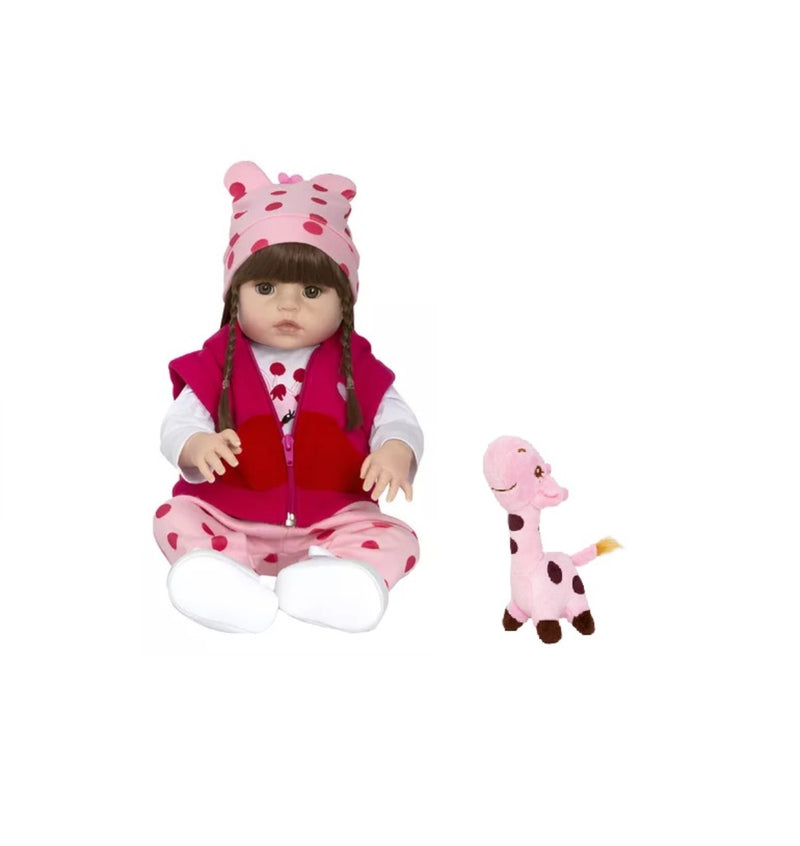 Boneca Bebê Reborn Realista C/ Acessórios e Pelúcia - Girafinha