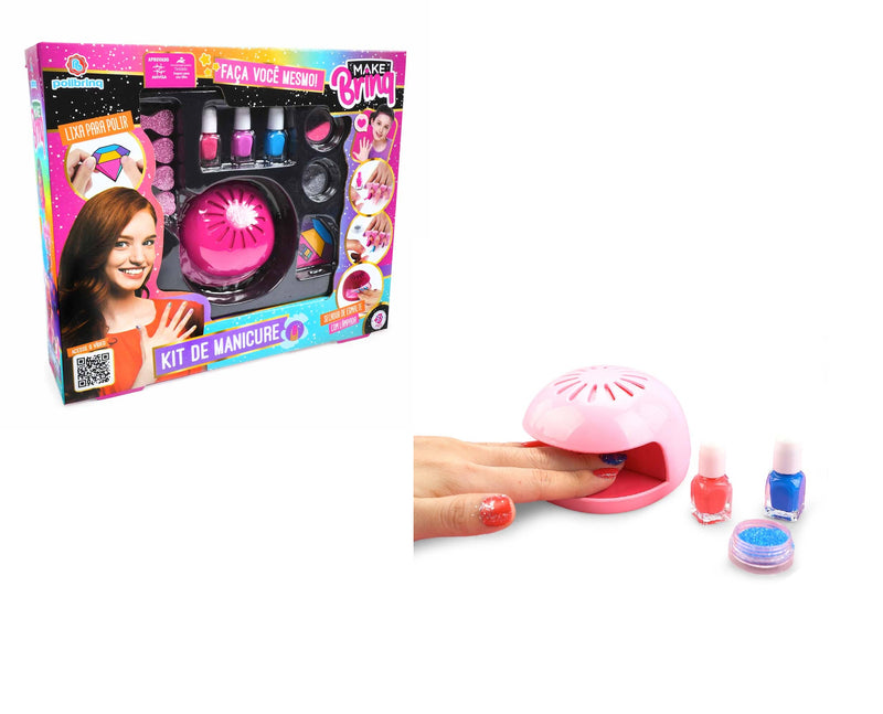 Kit Manicure Infantil Com Esmalte, Secador Unhas e Acessórios