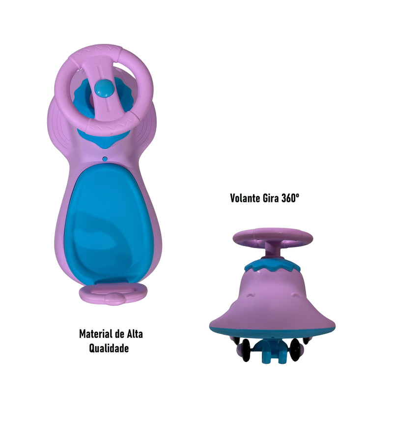 Carrinho Gira Volante 360º Luz Led e Som - Dino Car