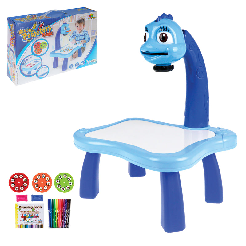 Mesinha Desenho Infantil Projetor Imagens Luz Som Canetinha