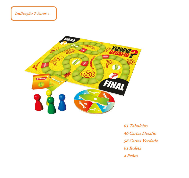 Jogo de Tabuleiro - Verdade ou Desafio 112 Cartas