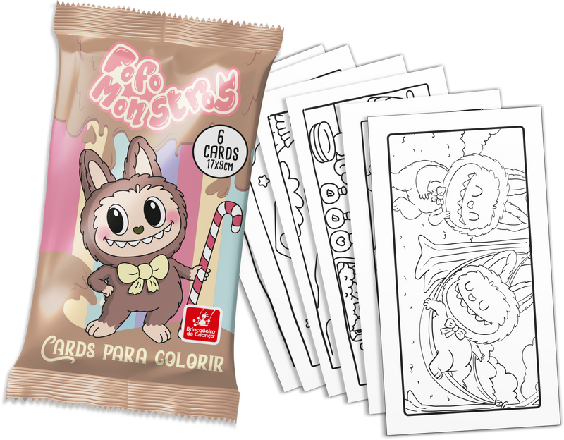 24 Cards para Pintar e Colorir - Coleção Fofo Monstros