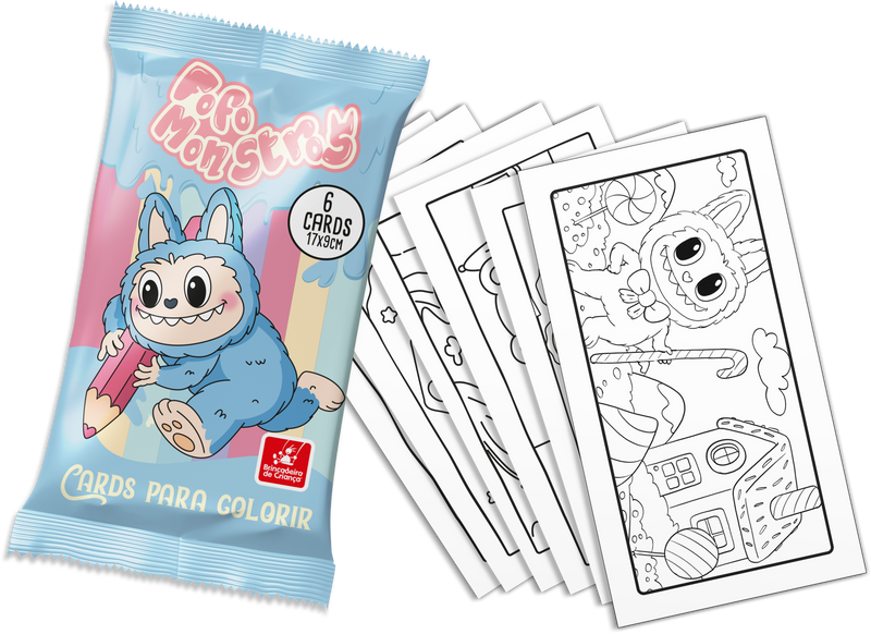 24 Cards para Pintar e Colorir - Coleção Fofo Monstros