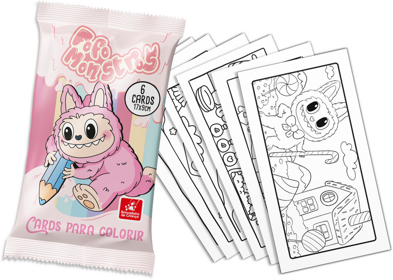24 Cards para Pintar e Colorir - Coleção Fofo Monstros