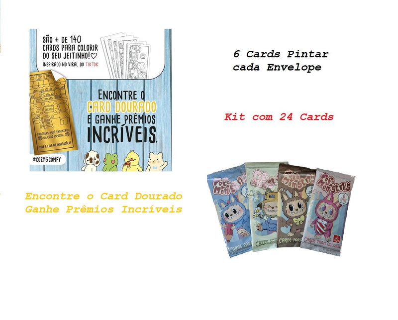 24 Cards para Pintar e Colorir - Coleção Fofo Monstros