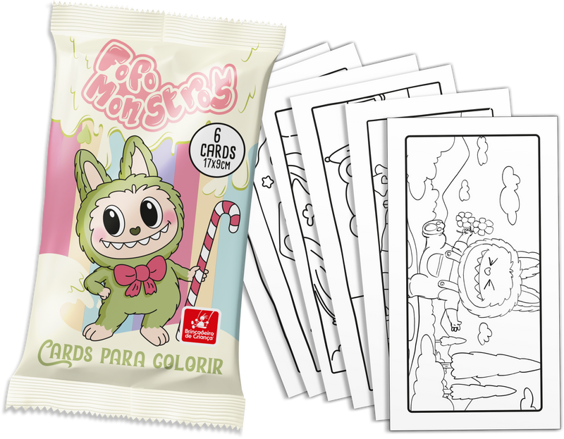 24 Cards para Pintar e Colorir - Coleção Fofo Monstros
