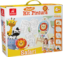 Super Kit Pintura Safari Cavalete + Telas + Guaches + Pincel + Avental + Godê