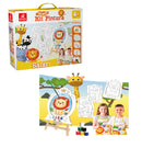 Super Kit Pintura Safari Cavalete + Telas + Guaches + Pincel + Avental + Godê