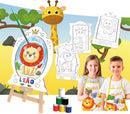 Super Kit Pintura Safari Cavalete + Telas + Guaches + Pincel + Avental + Godê