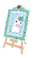 Super Kit Pintura Unicórnio Cavalete + Tela + Guache + Pincel + Avental + Godê