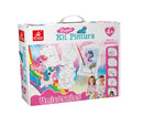Super Kit Pintura Unicórnio Cavalete + Tela + Guache + Pincel + Avental + Godê