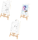 Super Kit Pintura Unicórnio Cavalete + Tela + Guache + Pincel + Avental + Godê