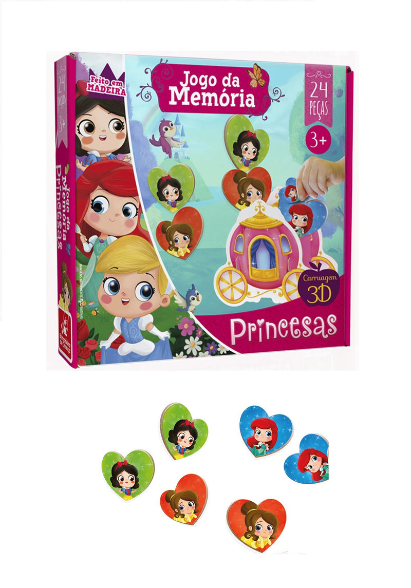 Jogo Memória 24 Peças Madeira - Safari e Princesas