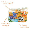 Jogo Quebra Cabeça Safari Animais Madeira - 30 Peças