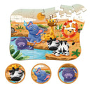 Jogo Quebra Cabeça Safari Animais Madeira - 30 Peças