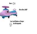 Carrinho Gira Volante 360º Luz Led e Som - Dino Car