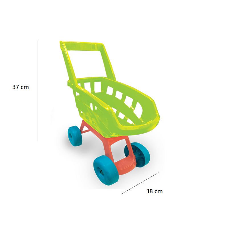 Boneca Bebê Tinker Vinil Macia C/ Carrinho Compras e Chupeta