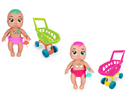 Boneca Bebê Tinker Vinil Macia C/ Carrinho Compras e Chupeta