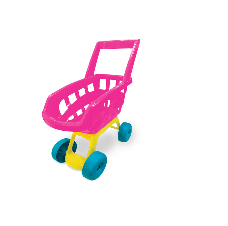 Boneca Bebê Tinker Vinil Macia C/ Carrinho Compras e Chupeta