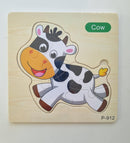 Kit 4 Quebra Cabeça Infantil Pedagógico Madeira 3D Animais 15 Cm