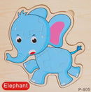 Kit 4 Quebra Cabeça Infantil Pedagógico Madeira 3D Animais 15 Cm