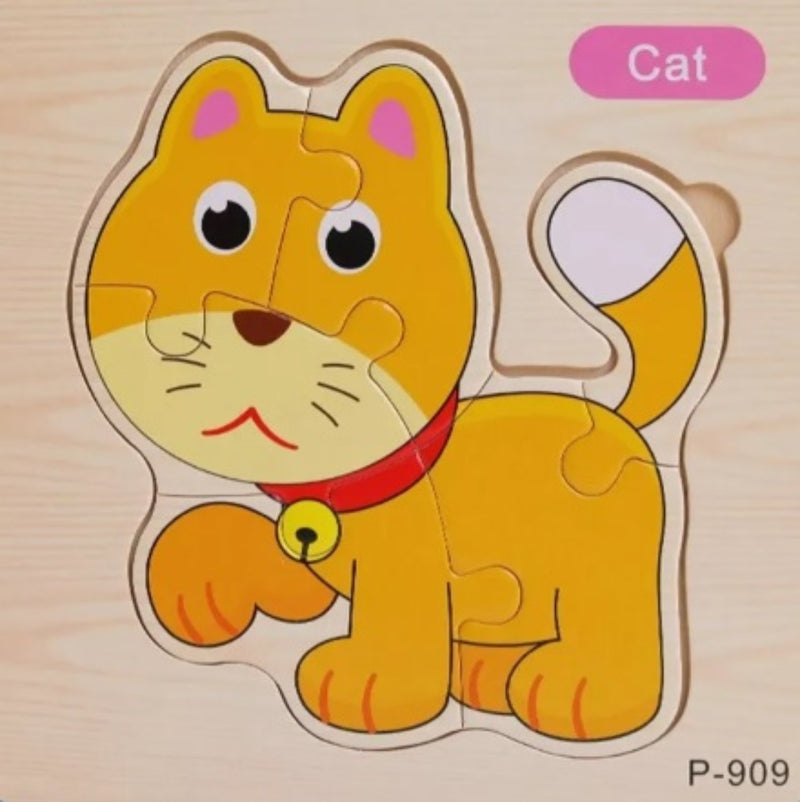 Quebra Cabeça Infantil Pedagógico Madeira 3D Animais 15 Cm