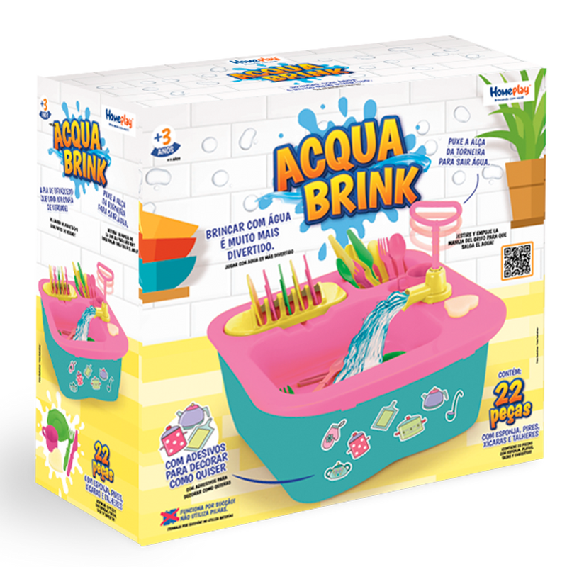Pia Louça C/ Agua Cozinha C/ 22 Peças Acqua Brink