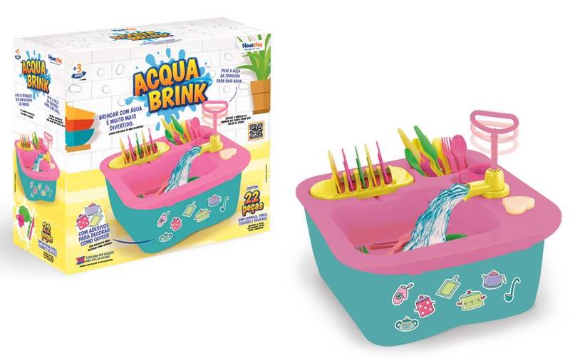 Pia Louça C/ Agua Cozinha C/ 22 Peças Acqua Brink