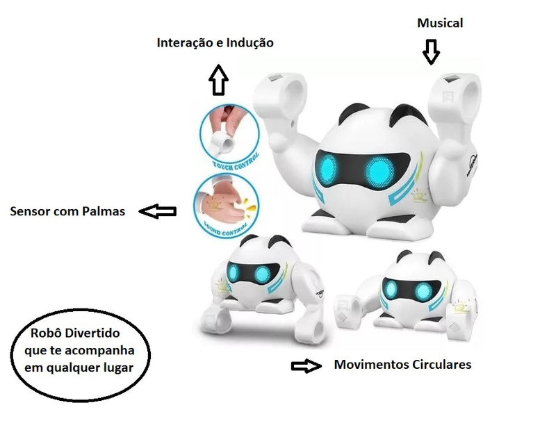 Robô Divertido Interage Indução Som e Movimentos