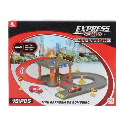 Pista Mini Garagem Carrinhos Bombeiro 19 peças