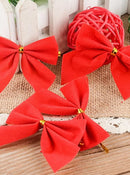 Laços Enfeite Arvore Natal 5cm Vermelho Aveludado Pequeno com 10 unidades
