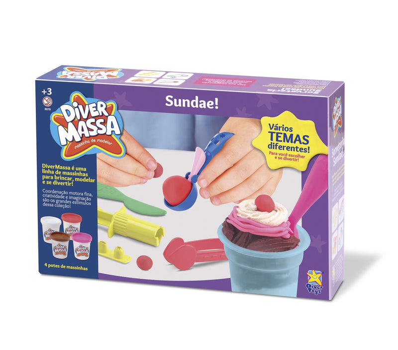 Kit Massinha Modelar Sundae Sorvete C /Acessórios - Diver Massa