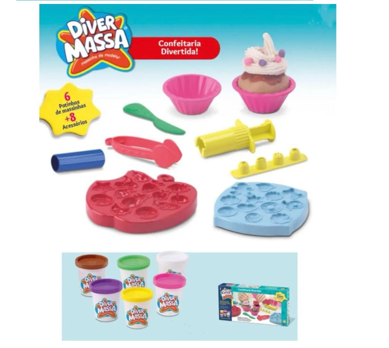 Kit Massinha Modelar Confeitaria Doces C/ Acessórios - Diver Massa