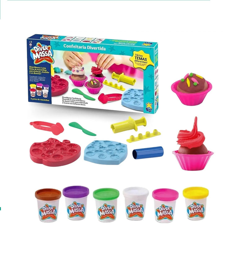 Kit Massinha Modelar Confeitaria Doces C/ Acessórios - Diver Massa