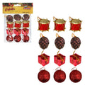 Kit 12 Mini Enfeite Pendurar Natal Presente Pinha Bolinha Tambor