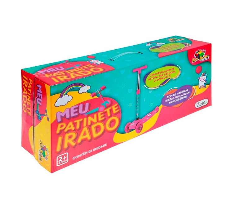 Patinete 3 Rodinhas C/ Led Regulagem Infantil Unicórnio Rosa