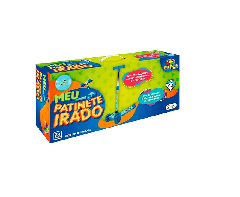 Patinete 3 Rodinhas C/ Led Regulagem Infantil Irado Azul