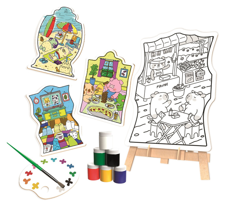Kit Pintura Cavalete Telas Pincel Godê - Coleção Cozy & Comfy