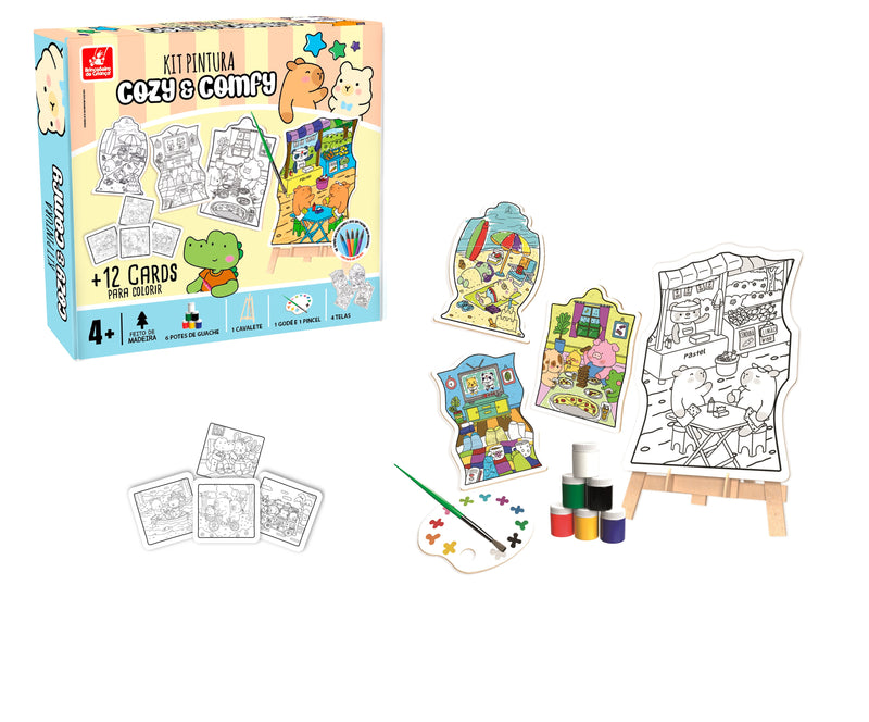 Kit Pintura Cavalete Telas Pincel Godê - Coleção Cozy & Comfy
