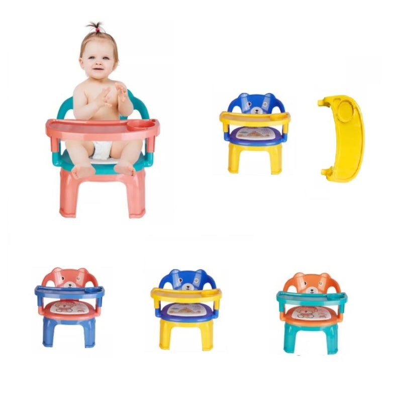 Cadeirinha Infantil Portátil Com Apito e Bandeja Para Alimentação