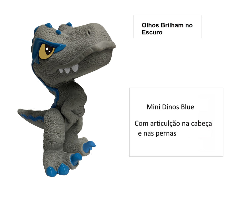 Mini Baby Dino T-Rex Azul - Jurassic World - Brilha no Escuro