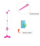 Microfone Karaokê Pedestal Ajustável Conecta no Celular