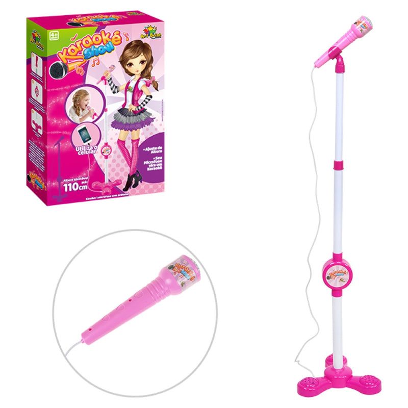 Microfone Karaokê Pedestal Ajustável Conecta no Celular