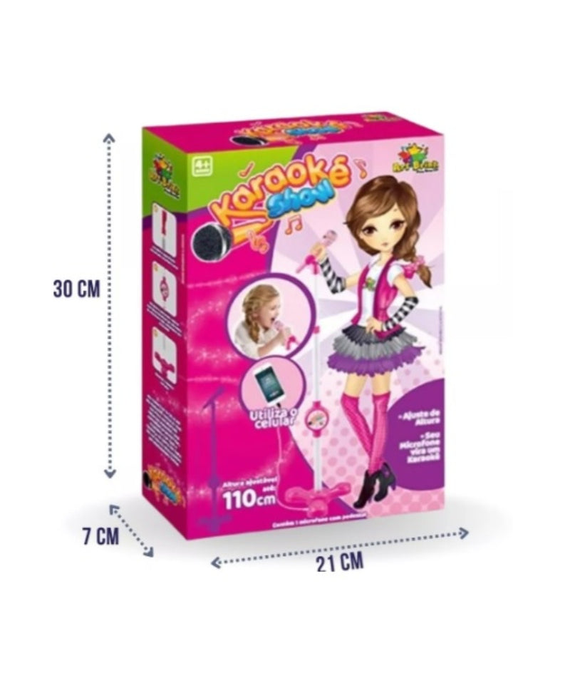 Microfone Karaokê Pedestal Ajustável Conecta no Celular