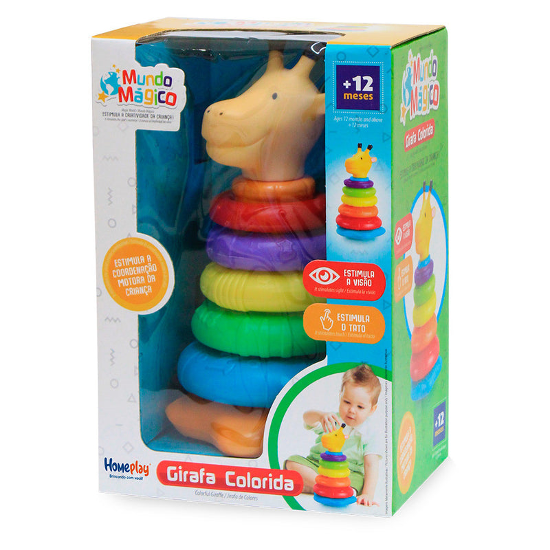 Girafa Didática Educativo Colorida Encaixe